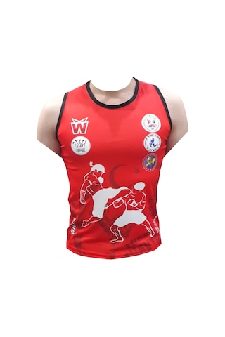 Muay Thai Tişört & Muay Thai Maç Atleti & Muaythai Tişörtü & Muay Kırmızı