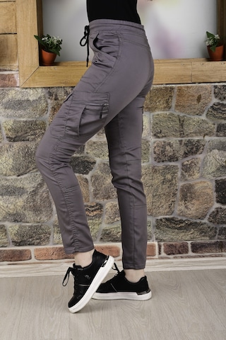 Black Steel Bel ve Paça Lastikli Kargo Cep Fermuarlı Pantolon-4444 Qkbyn4444