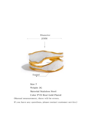 Eetit Moda Beyaz Emaye Yaratıcı Düzensiz 316 Paslanmaz Çelik Açık Halka Su Geçirmez Kadın Takı Şık Charm Bijoux Yeni Altın