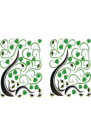 Duvar Süsü Sticker 2 Adet Ağaçlı Şeffaf Filmli Pvc 70x50x0,5cm