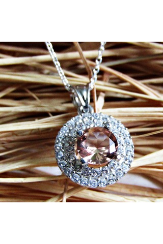 Lilahgümüştr Gümüş Yuvarlak Damla Taşlı Kadın Kolye