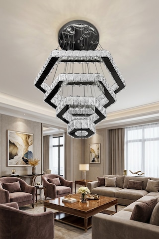 Diamond 4 Katlı Kristal Taşlı Modern Sarkıt Led Avize Çok Renkli