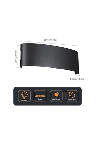 Neoglint Modern Led Duvar Aplikleri 8 W Yukarı Aşağı Siyah