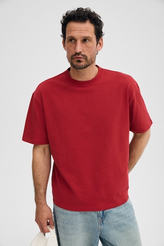 Grimelange Grımelange Dunno Erkek %100 Organik Pamuk Yuvarlak Yakalı Regular Fit Kırmızı T-shirt KIrmızı