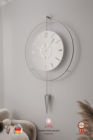 Kadranlı-masippi Mat Gümüş 50x90cm-pilli Led-mobilya Duvar Saati