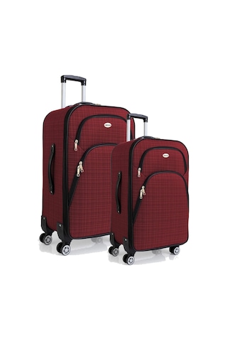 Gedox Büyük Ve Kabin Boy Valiz Seti 4 Teker Kumaş Valiz Bordo 108 (499981343)