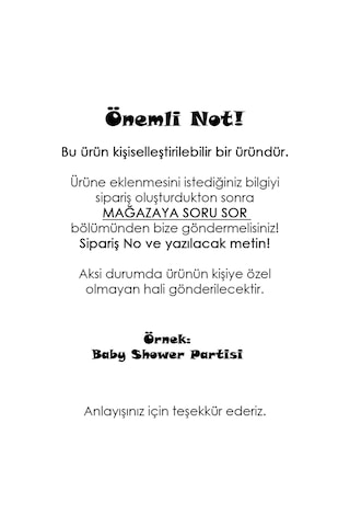 15 Cm Uzun Kürdan - 20 Adet Kişiye Özel Baskılı Mavi Baby Shower Partisi Pasta Kürdanı -1
