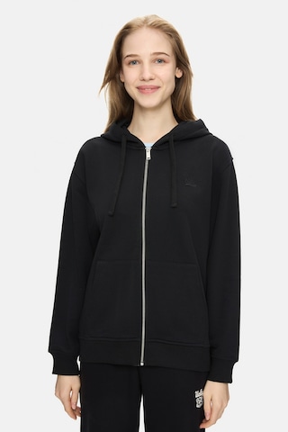 Ucla Vıvıana Siyah Kapüşonlu Baskılı Fermuarlı Standard Fit Kadın Sweatshirt Siyah