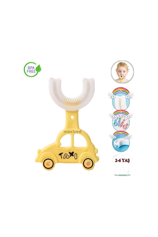 Mas Lord U Tipi Yeni Nesil Diş Fırçası - Sarı - Araba Model  2-6 Yaş