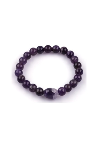 Alibaba Doğaltaş Ametist Doğal Taş 8 MM Küre Kesim Bileklik Çok Renkli