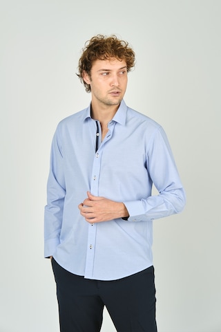 De Leone Erkek Slim Fit Uzun Kollu %100 Pamuk Gömlek 2008 Açık Mavi Açık Mavi