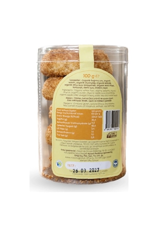 Organik Tuzlu Susamlı Halka Kurabiye 100g