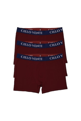 Cielo Venti Night Collection 3'lü Organik Pamuk Erkek Boxer Kraft Kutu Bordo
