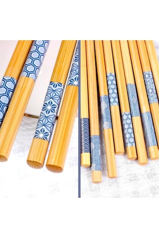 Omeniv Beş Çift (10) Chopstick Set Bambu Yemek Sushi Noodle