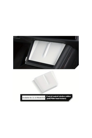 Honeybeeshop Tesla Model X/s 2022 2024 İçin Silikon Pedi Kaymaz Sarj Merkezi Konsol Aksesuarı Teknik Beyaz Ahşap Desenli