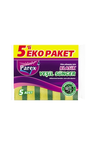 Klasik Yeşil Sünger Düz 5'li 24 Paket 1 Koli