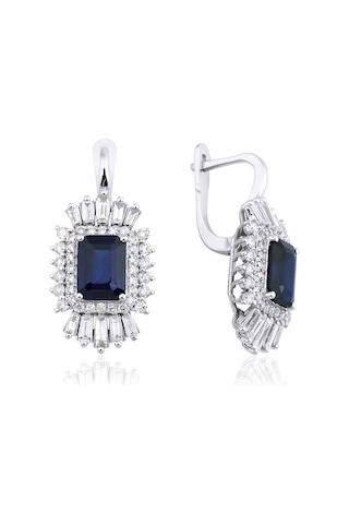 4.85 Karat Safir Pırlanta Küpe - Hrd Sertifikalı