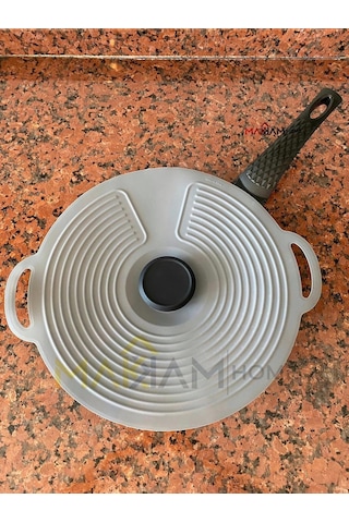 Lexroo Silikon Tencere Kapağı, Tava Kapağı, Isı Koruyucu, Vakumlu Kapak, Muhafaza Kapağı Gri, 28cm Çok Renkli