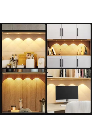 Beyaz Renk 4 Led 50 Cm Hareket Sensörlü Led Işık Tezgah Altı Ofis Ev Led Lamba Çok Renkli