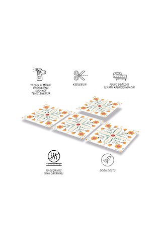 Tink Kendinden Yapışkanlı Portakal Çiçeği Desenli Pvc Karo 30x30 Cm