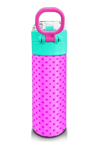 Coral High Kids Pembe Mavi Kedi Desenli Pipetli Ve Direkt İçim Çelik Termos 500 Ml 31842 Pembe - Açık Yeşil