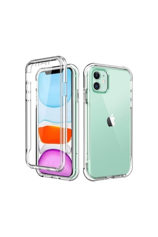 360 Derece Koruyucu Şeffaf Kılıf Apple Iphone 11 Iphone 11 Uyumlu Şeffaf Resimde Görünen