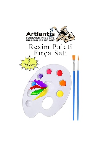 Resim Paleti Ve Resim Fırça Seti 3 Paket Ressam Paleti Boyama Fırçası Akrilik Boya Guaj Boya Suluboya