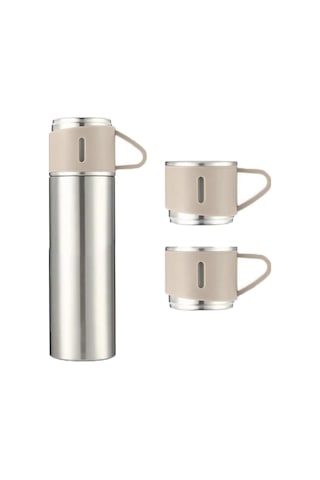 3 Bardak 500 ml Sıcak Soğuk Tutan Termos Gümüş - AL3678