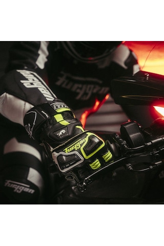 Furygan Styg20 X Kevlar Deri Motosiklet Yarış Eldiveni Siyah - Neon