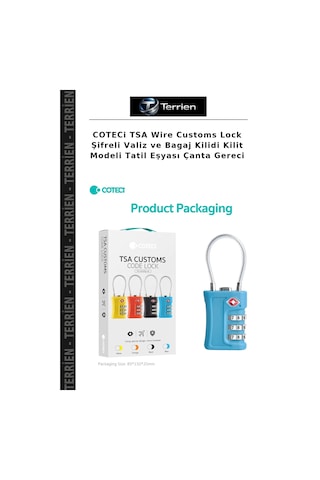Terrien Coteci Tsa Wire Customs Lock Şifreli Valiz Ve Bagaj Kilidi Kilit Modeli Tatil Eşyası Çanta Gereci Çok Renkli