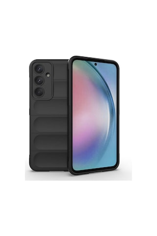 Samsung Uyumlu Galaxy A55 Kılıf Kamera Korumalı Esnek Silikon Parmak Şeritli Nourthkingdom Lacivert