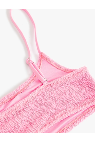 Koton Dokulu Bikini Üstü İnce Askılı Pedli Pembe 4sak10153mm Gül
