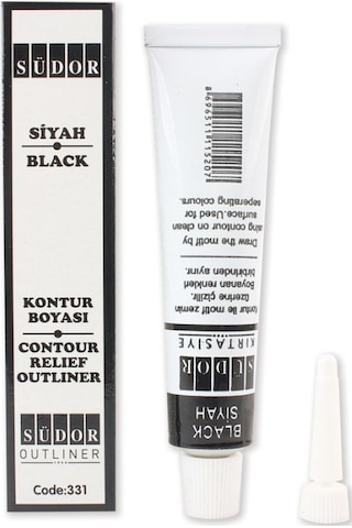 Cam Boyası 6 Renk 20 Ml Ve Siyah Kontur Boyası 1 Paket Cam Vitray Boyama Seti Südor Çok Renkli