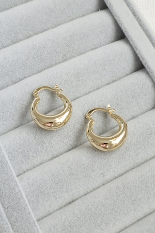 Kadın Küpe Kararmaz 14k Renk Vip Seri Yarım Bagel Model 2cm Küpe Altın