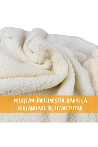 Beylini Peluş Kedi Köpek Battaniyesi Yıkanabilir 80 x 100 CM Krem