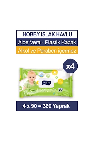 Hobby Islak Havlu Aloe Vera 90'lı x 4