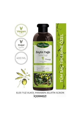 Phytoflora Tuzsuz Zeytinyağlı Defne Yağlı Şampuan 400 ML