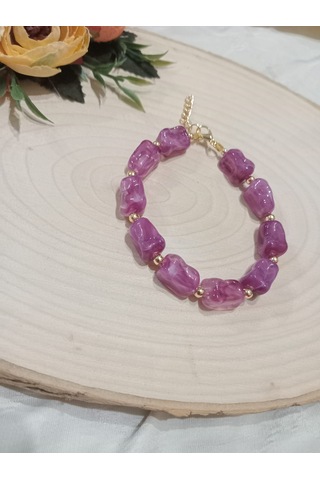 Mor Kesmeşeker Desenli Bileklik Mor