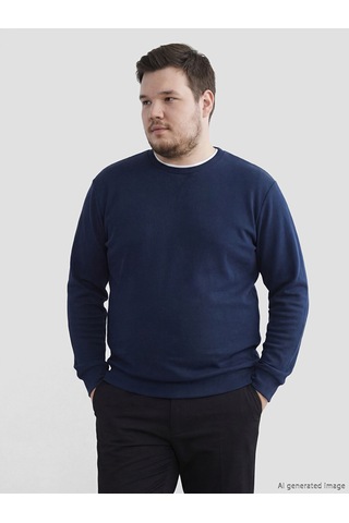 Lcwaıkıkı Classic Lacivert Bisiklet Yaka Erkek Sweatshirt