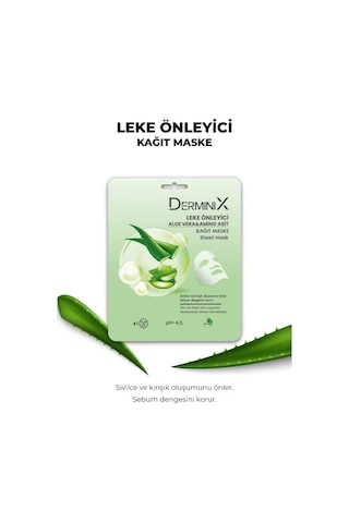 Derminix Aloe Vera & Amino Asit İçerikli Leke Önleyici Kağıt Yüz Maskesi