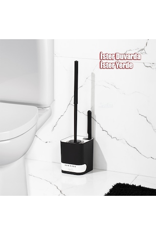 Porsima 2038 Pratik Tuvalet Fırçalığı Banyo Tuvalet Fırçası Siyah