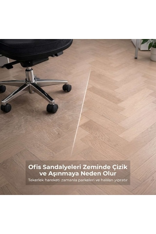 Florone Sandalye Altı Zemin Koruma Matı Parke Ve Halı Koruyucu Şeffaf Paspas 90 120 Cm