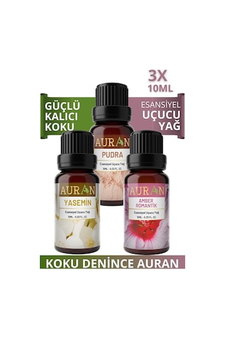 AURAN Pudra, Yasemin, Amber Saf Esansiyel Uçucu Yağ 3X10ML