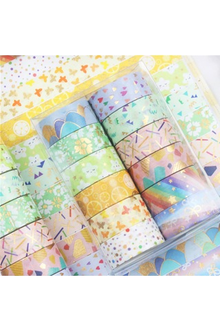 Springsun 2. 15mm Altın Folyo Washi Bant Seti - Dıy Scrapbooking & Hediye