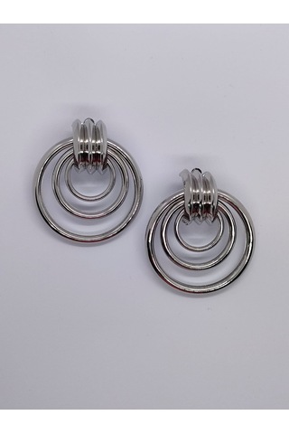 Sapphire Store Gümüş Renk 3 Halka Küpe Gümüş