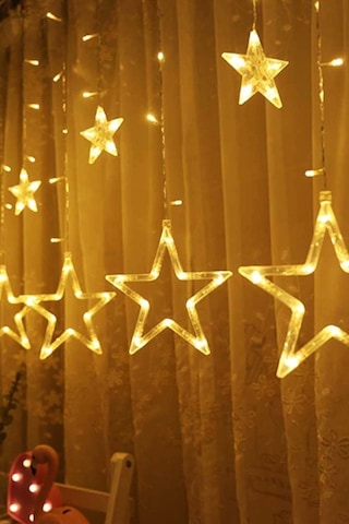 Mobgift Animasyonlu Led Işıklı Eklemeli Yıldız Perde 2,80 X 75 Sarı