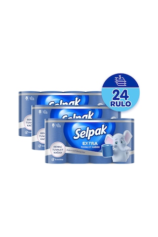 Selpak® Extra Renkli Tuvalet Kağıdı 24'lü 3 x 8'li