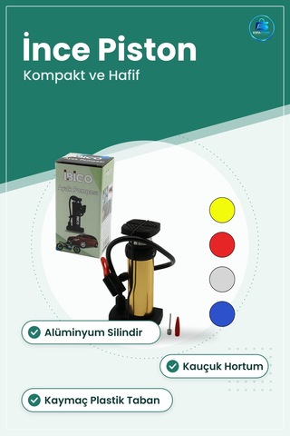 Dikey İnce Pistonlu Ayak Pompası Oto Bisiklet Top Hava Metal Sili