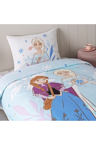 Taç Lisanslı Disney Frozen Family Tek Kişilik Pamuk Pike Takımı 000000001000049935 Çok Renkli