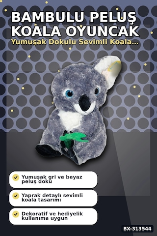 Bay 30 Cm Yumuşak Bambulu Peluş Koala Oyuncak - Çocuk Odası Hediyelik Dekor Bx-313544 Najmaddin